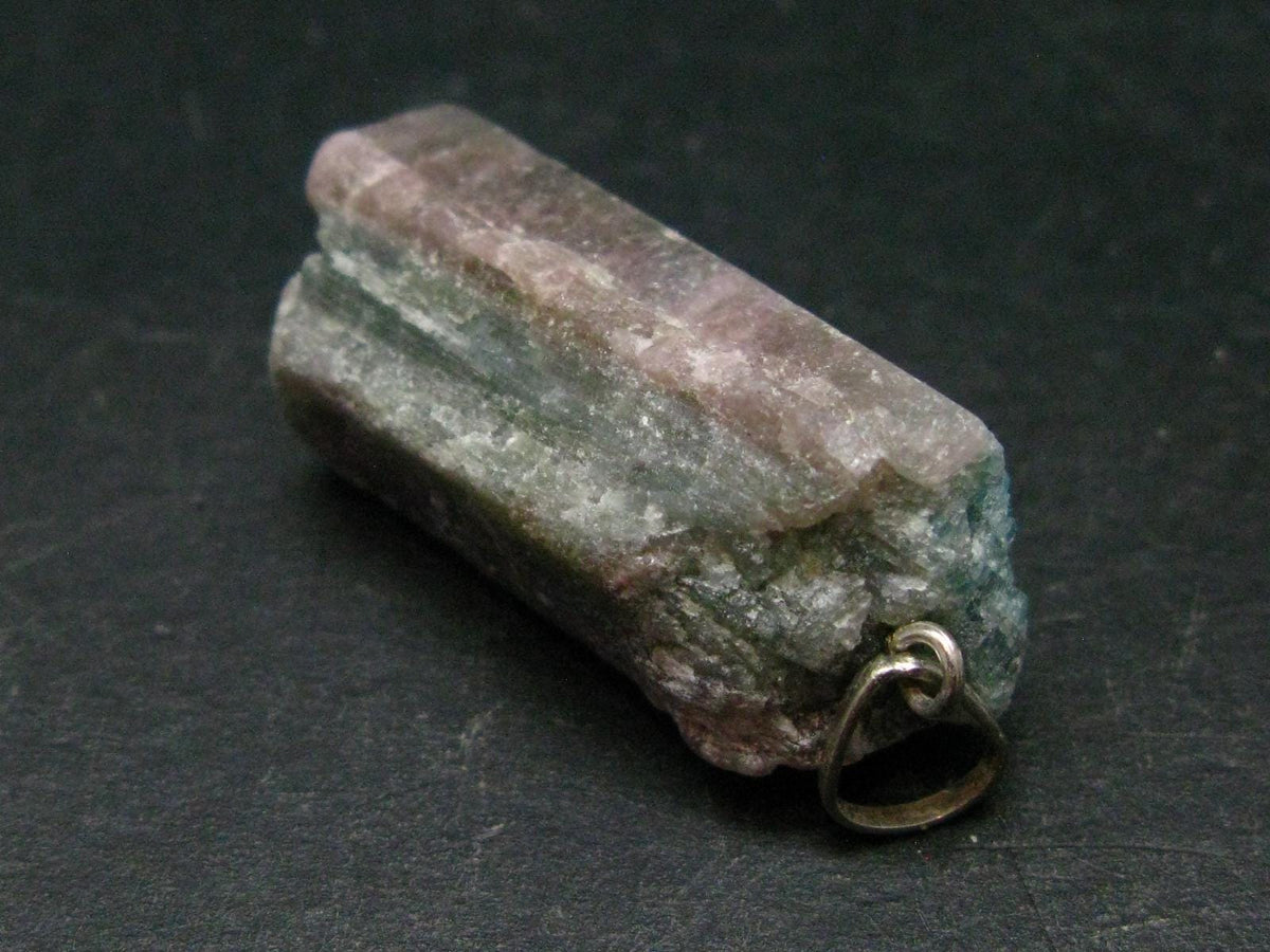 Rarest Paraiba Copper Blue Tourmaline Crystal Silver Pendant From Brazil - 1.6" - 9.08 Grams