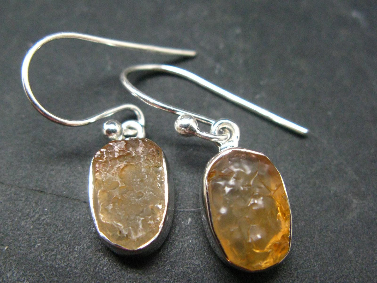 Fire Opal Silver Earrings From Mexico - 0.8" - 2.35 Grams