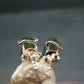 Natural Moldavite Tektite Raw Stud Earrings In Sterling Silver From Czech Republic - 1.58 Grams