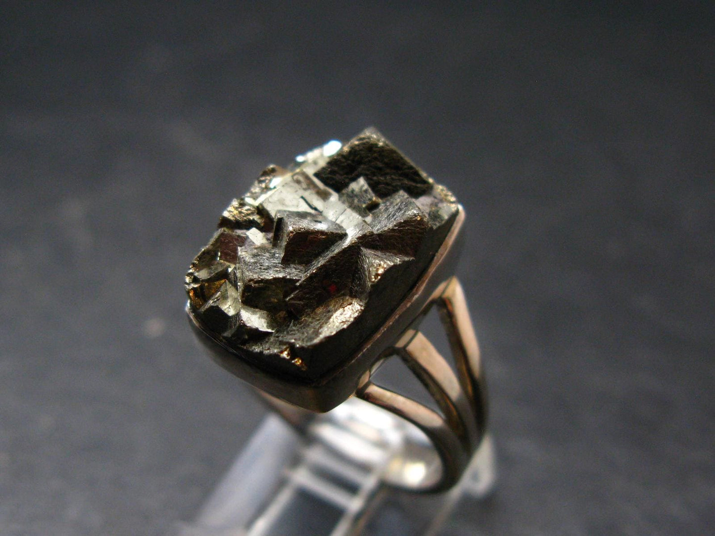 Large Raw Pyrite Silver Ring From Peru - 7.33 Grams - Size 8