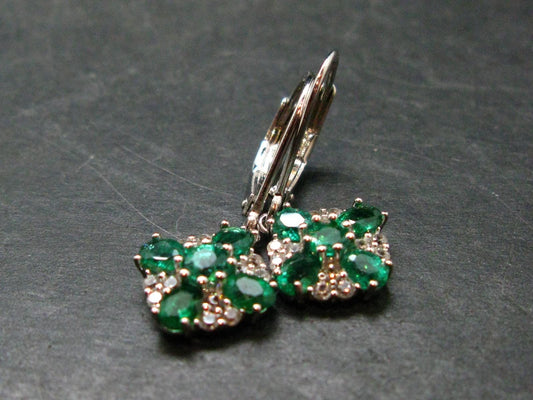 Gem Emerald Faceted Silver Earrings From Colombia - 2.59 Grams Total