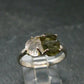 Moldavite Tektite and Herkimer Diamond Silver Ring - Size 9 - 2.71 Grams