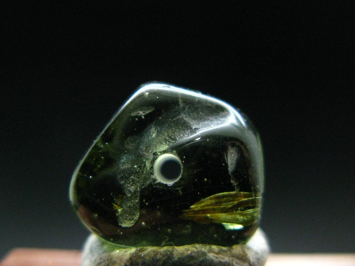 Moldavite Tektite Tumbled Bead from Czech Republic - 12 mm - 4.15 Carats