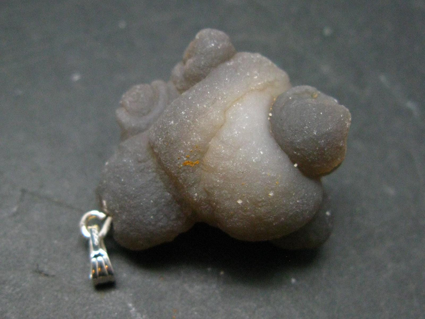 Truffle Chalcedony!! Spheroidal Chalcedony Nodules Crystal Silver Pendant From Morocco - 1.5"
