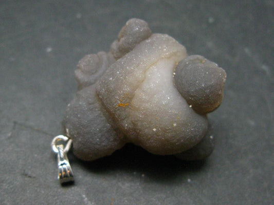 Truffle Chalcedony!! Spheroidal Chalcedony Nodules Crystal Silver Pendant From Morocco - 1.5"