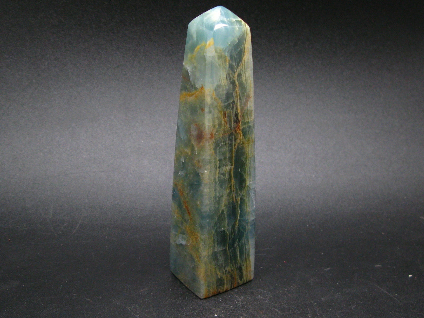 Large Nice Lemurian Aquatine Blue Calcite Obelisk Pyramid From Argentina - 4.4" - 154 Grams