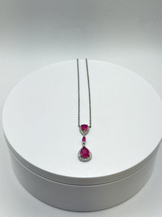 Ruby Drop Necklace | Sterling Silver | Elegant July Birthstone Jewelry