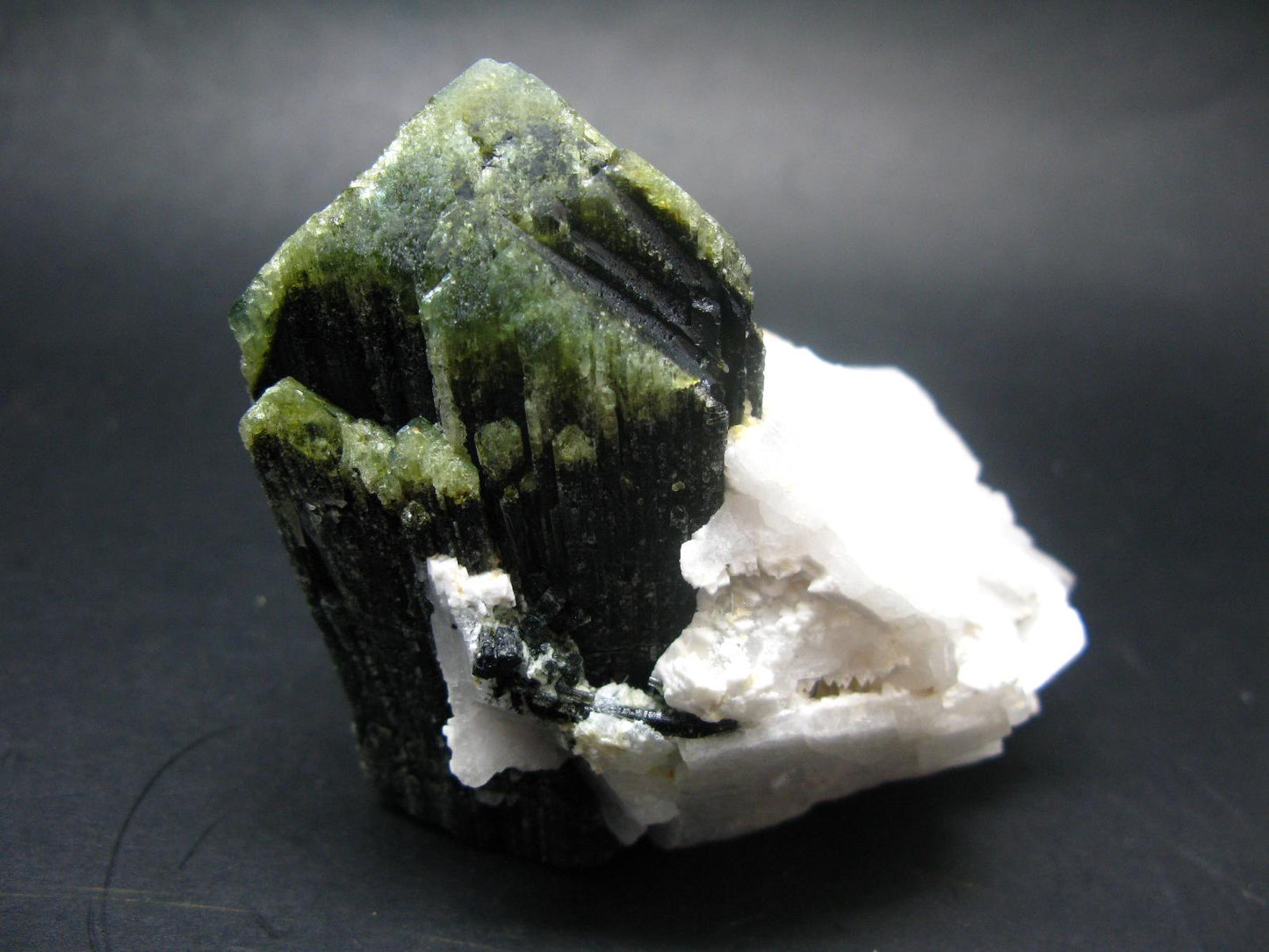 Green Tourmaline (Vanadium Dravite) Crystal on Albite From Tanzania - 3.5" - 416 Grams