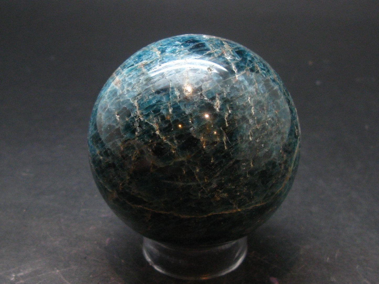 Large neon blue Apatite sphere from Madagascar- 365.94 - 2.3"