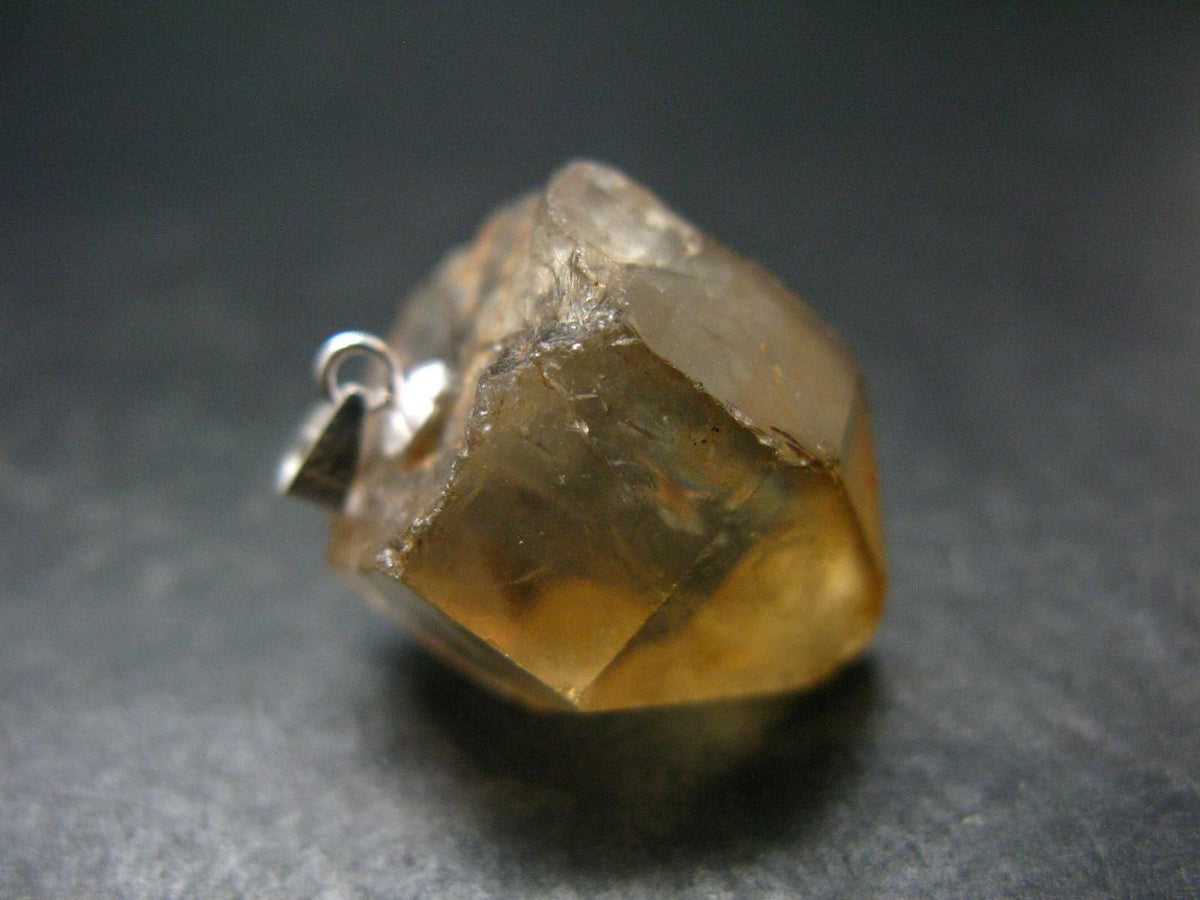 Natural Unheated Citrine Crystal Silver Pendant from Congo - 8.33 Grams