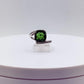 Green Helenite Cushion Cut Ring – Sterling Silver Halo Gemstone Statement Ring
