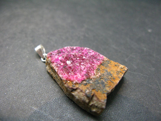 Cobaltocalcite Cobalto Calcite Silver Pendant From Morocco - 1.3" - 6.43 Grams