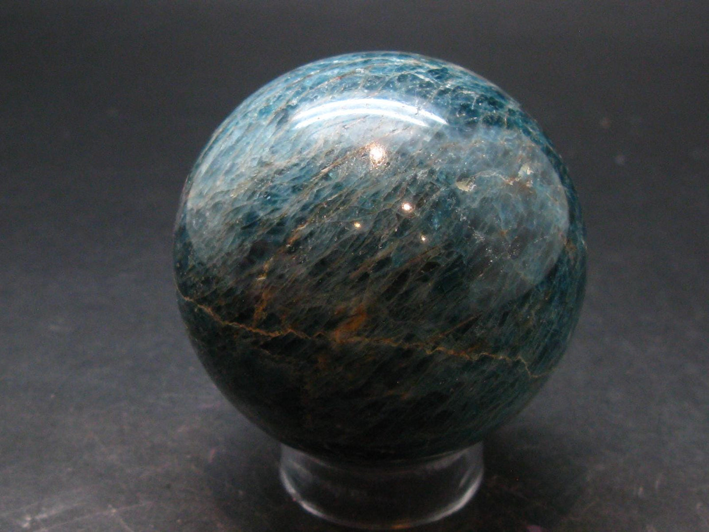 Large neon blue Apatite sphere from Madagascar- 365.94 - 2.3"
