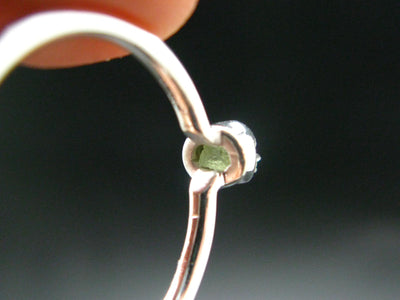 Cute Gem Faceted Moldavite Sterling Silver Ring From Czech Republic - Size 7.75 - 1.0 Grams