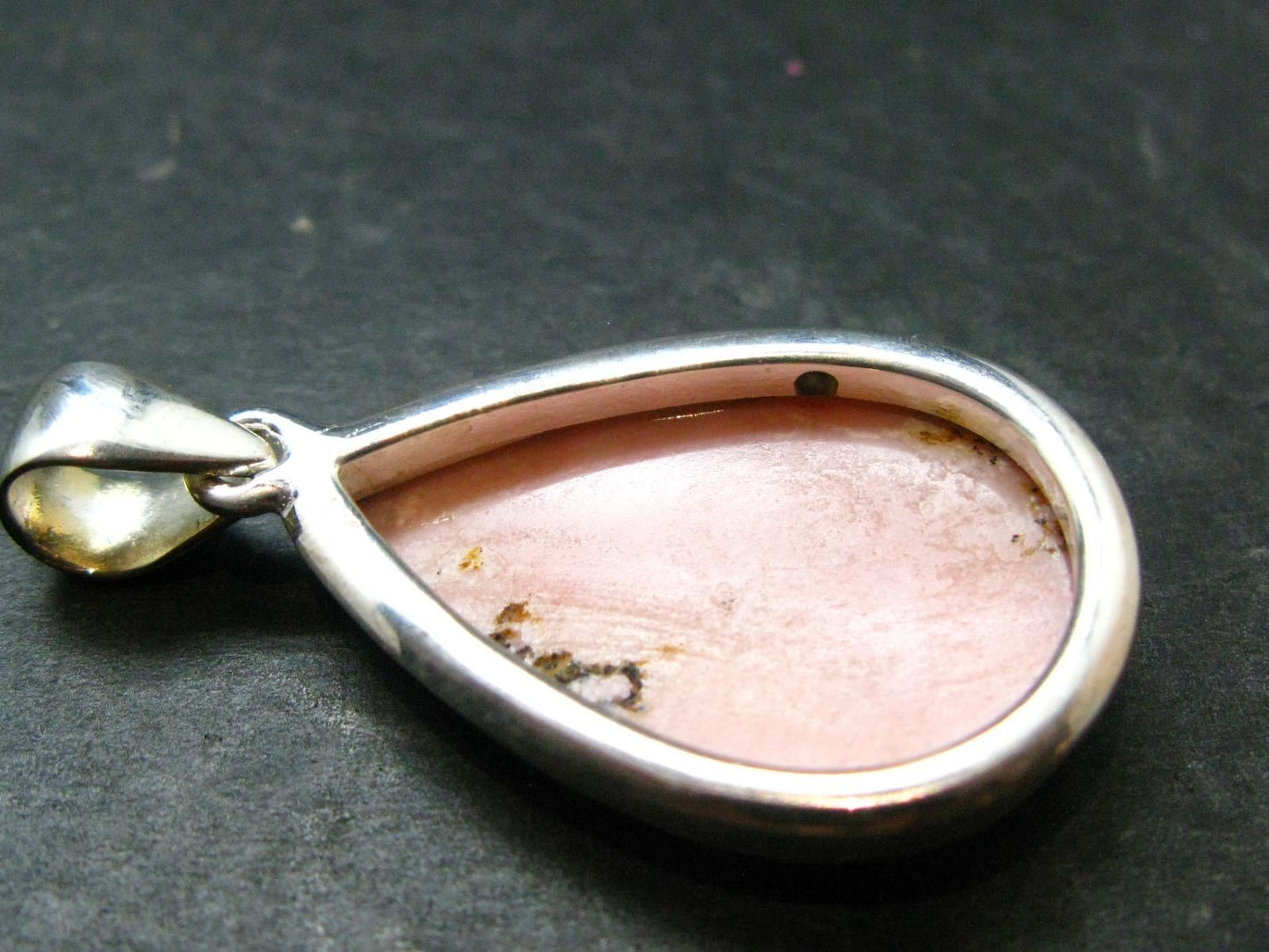 Pink Opal Sterling Silver Pendant From Peru - 1.6"