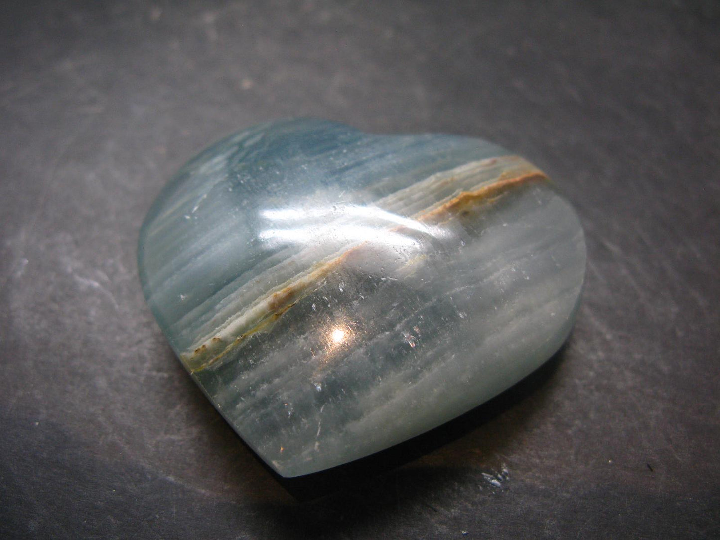 Nice Lemurian Aquatine Blue Calcite Heart From Argentina - 1.9" - 76.06 Grams