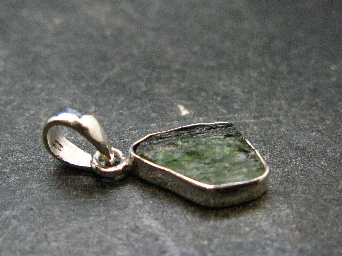 Moldavite Tektite Silver Pendant from Czech Republic - 1.0" - 1.56 Grams