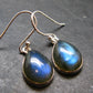 Blue Labradorite Silver Earrings From Madagascar - 3.74 Grams