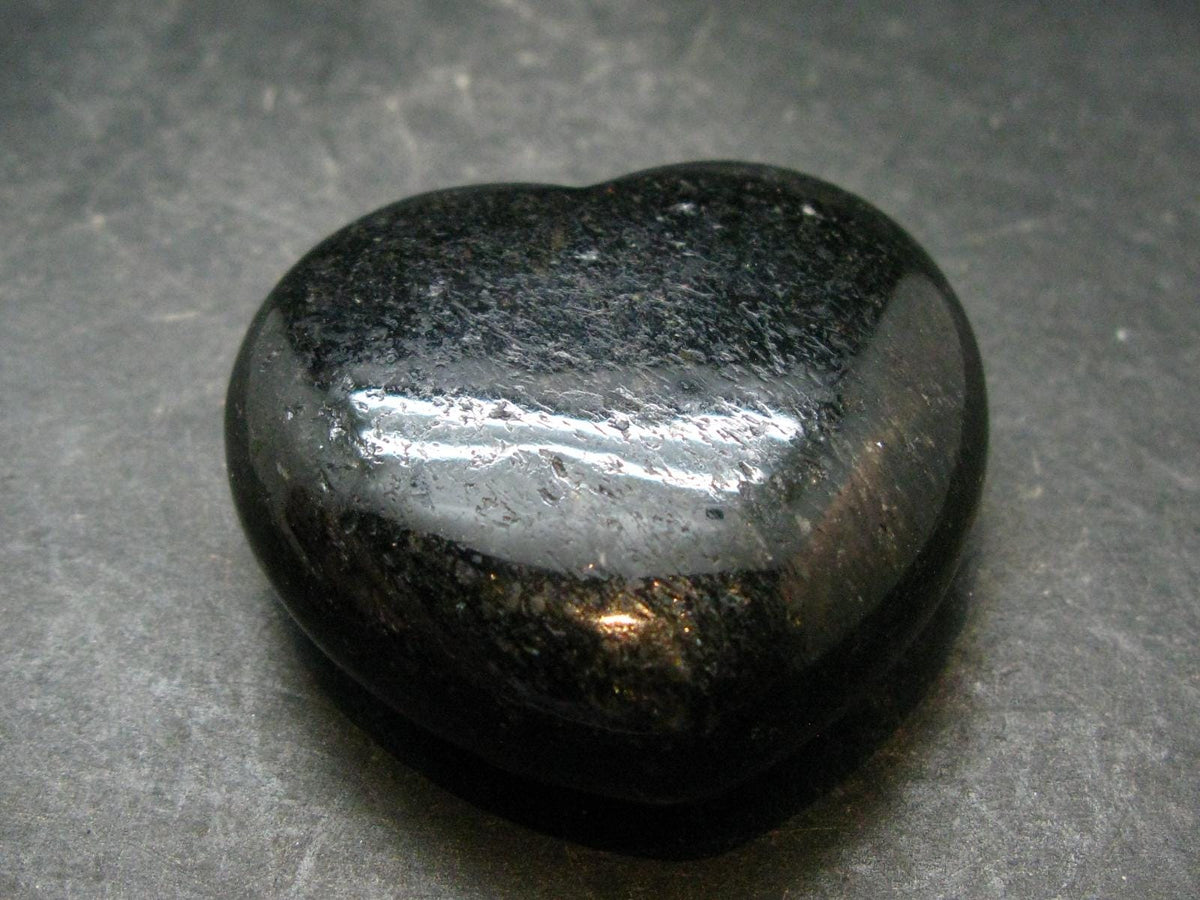 Large Nuumite Nuummite Polished Heart From Greenland - 80.64 Grams - 1.8"
