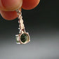 Moldavite Tektite & Red Garnet Silver Pendant from Czech Republic - 1.0"