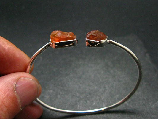 Fire Opal Silver Twister Bracelet From Mexico - 5.04 Grams