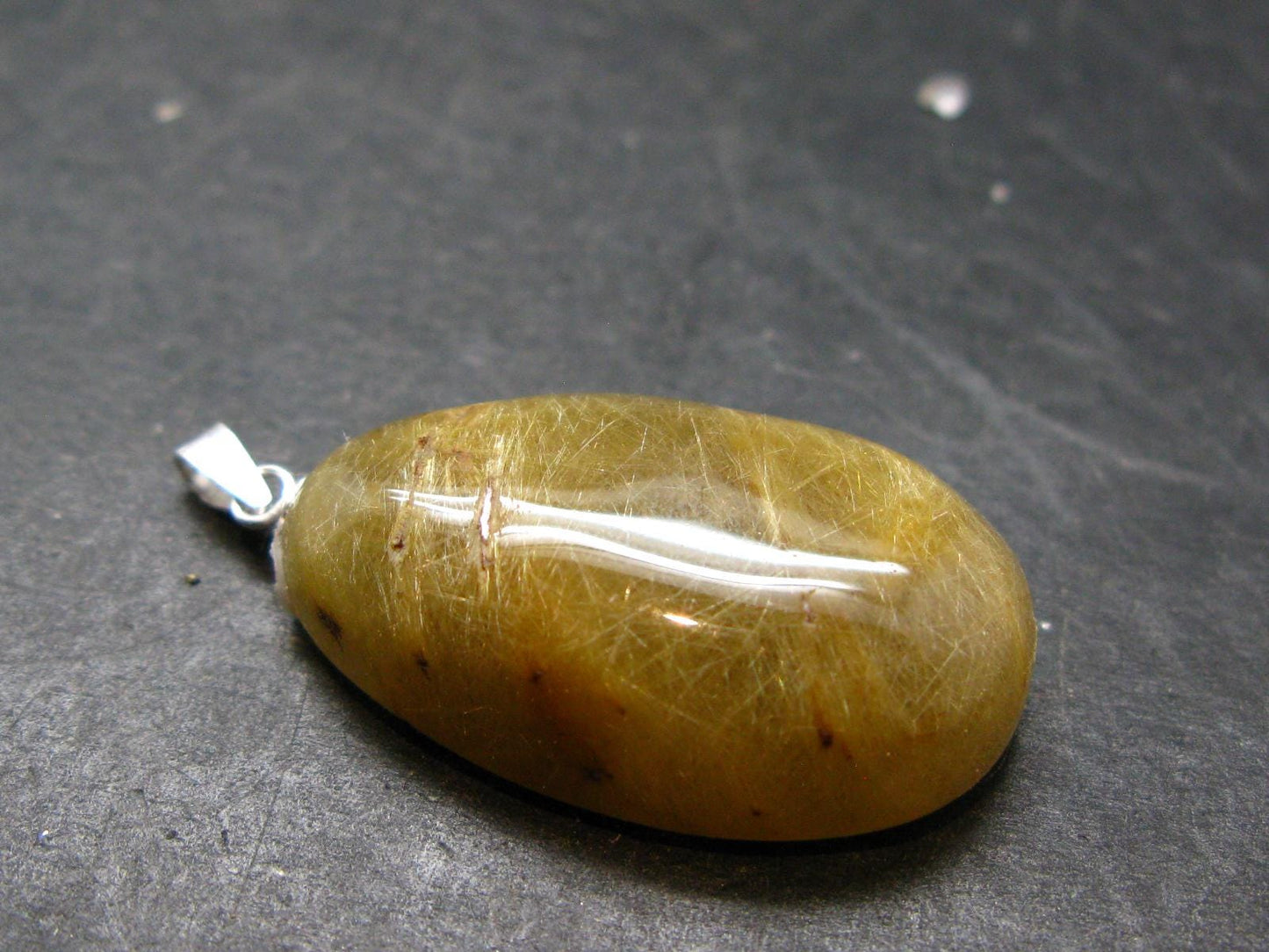 Rutilated Quartz Silver Pendant From Brazil - 1.4"