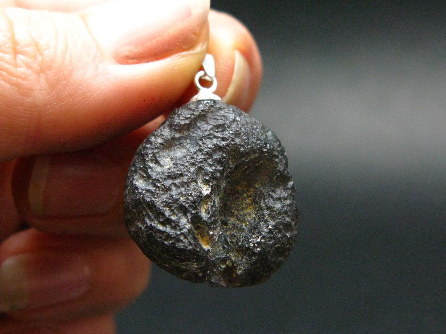 Rare Saffordite Cintamani Stone Pseudotektite Pendant from Arizona USA - 26.10 Carats - 1.1"