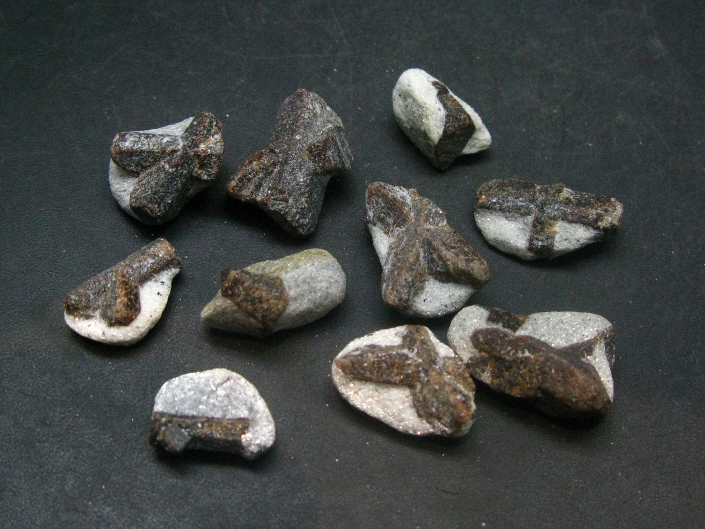 Lot of 10 Perfect Staurolite Crystals from Russia - 30 Grams