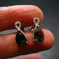 Moldavite Tektite Silver Earrings from Czech Republic - 2.40 Grams