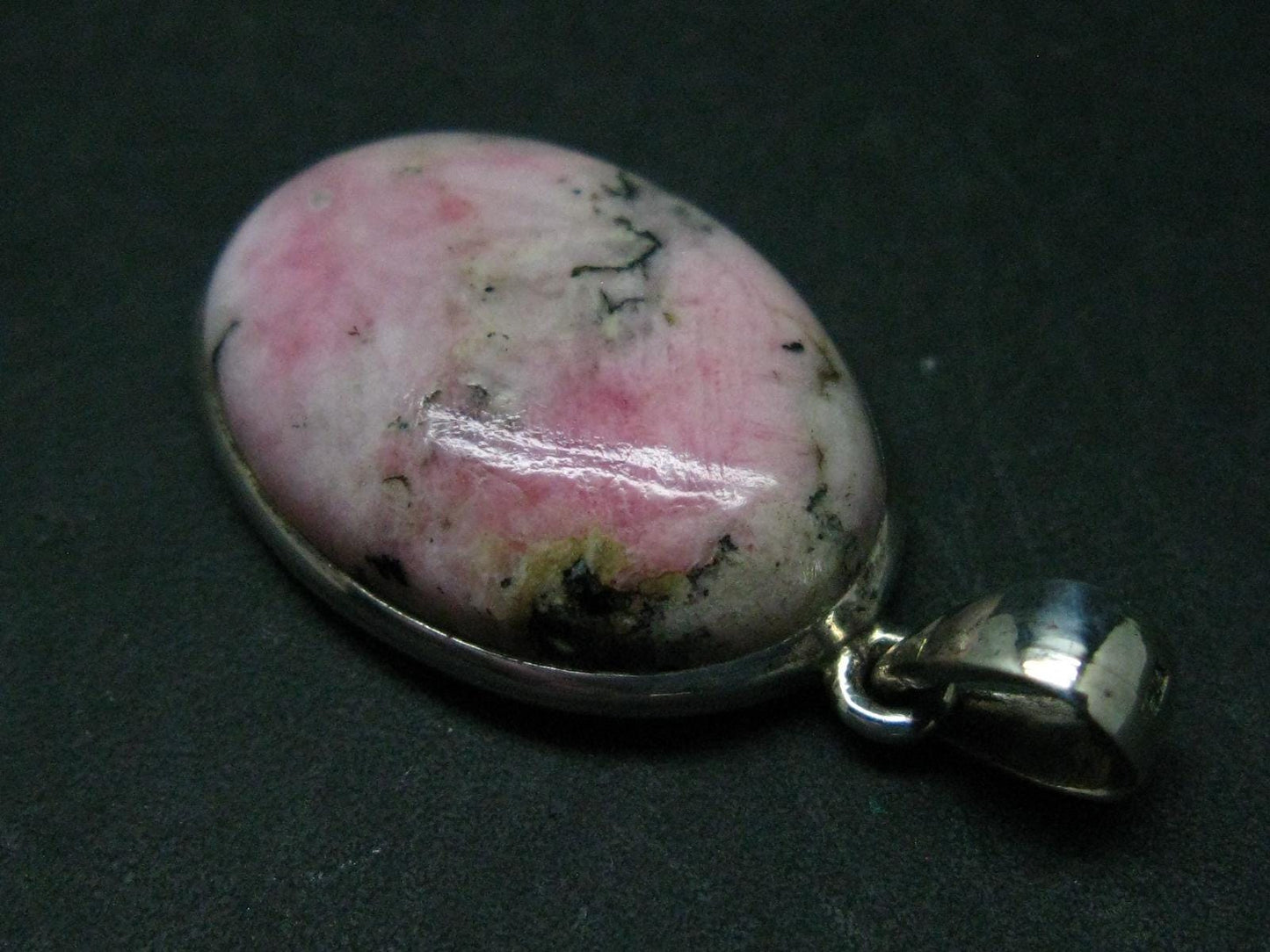 Rare Pink Tugtupite Sterling Silver Pendant From Greenland - 1.5" - 6.39 Grams