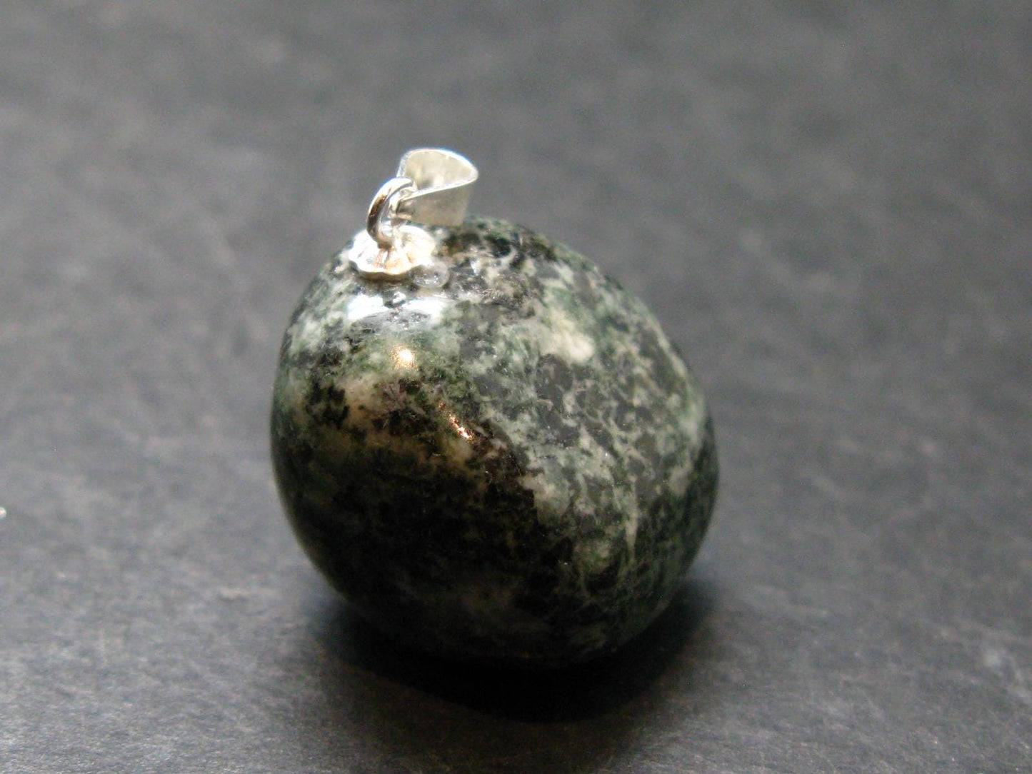 Rare Stonehenge Bluestone SS Pendant From Wales UK - 1.0" - 10.82 Grams