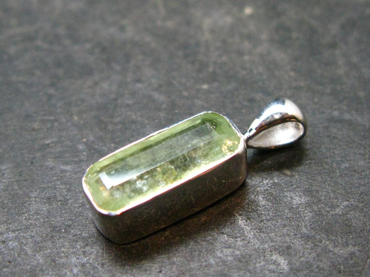 Green Kyanite Crystal Silver Pendant From Tanzania - 0.8" - 1.74 Grams