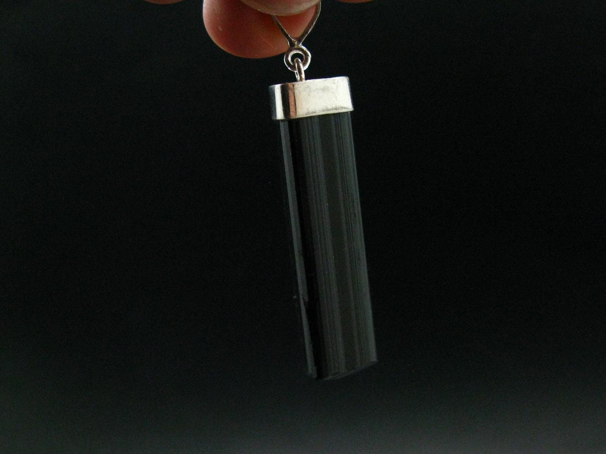 Black Tourmaline Schorl Silver Pendant From Brazil - 2.0" - 9.78 Grams