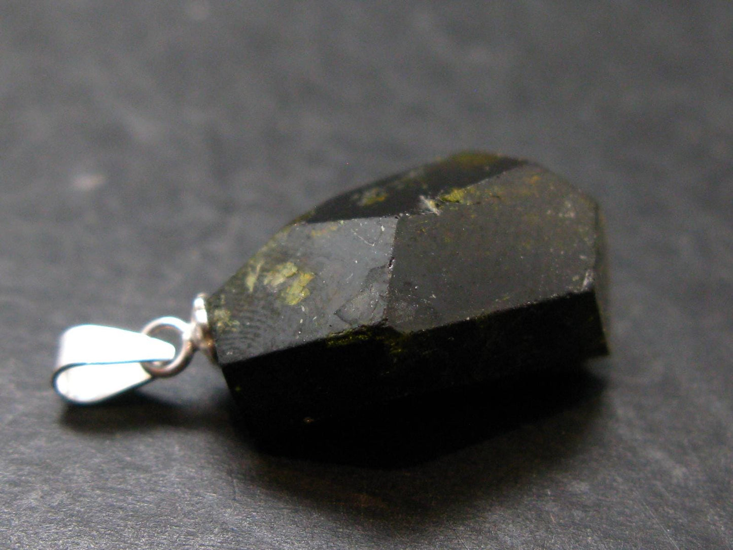 Nice Rare Terminated Epidote Crystal Silver Pendant From Peru - 1.1" - 4.96 Grams