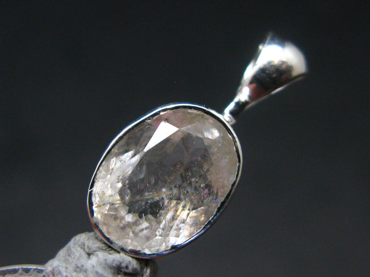 Gem Phenakite Phenacite Facetted Pendant from Russia - 1.43 Grams - 0.7"