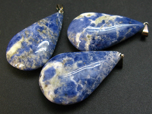 Lot of 3 Natural Sodalite Pendants from Canada