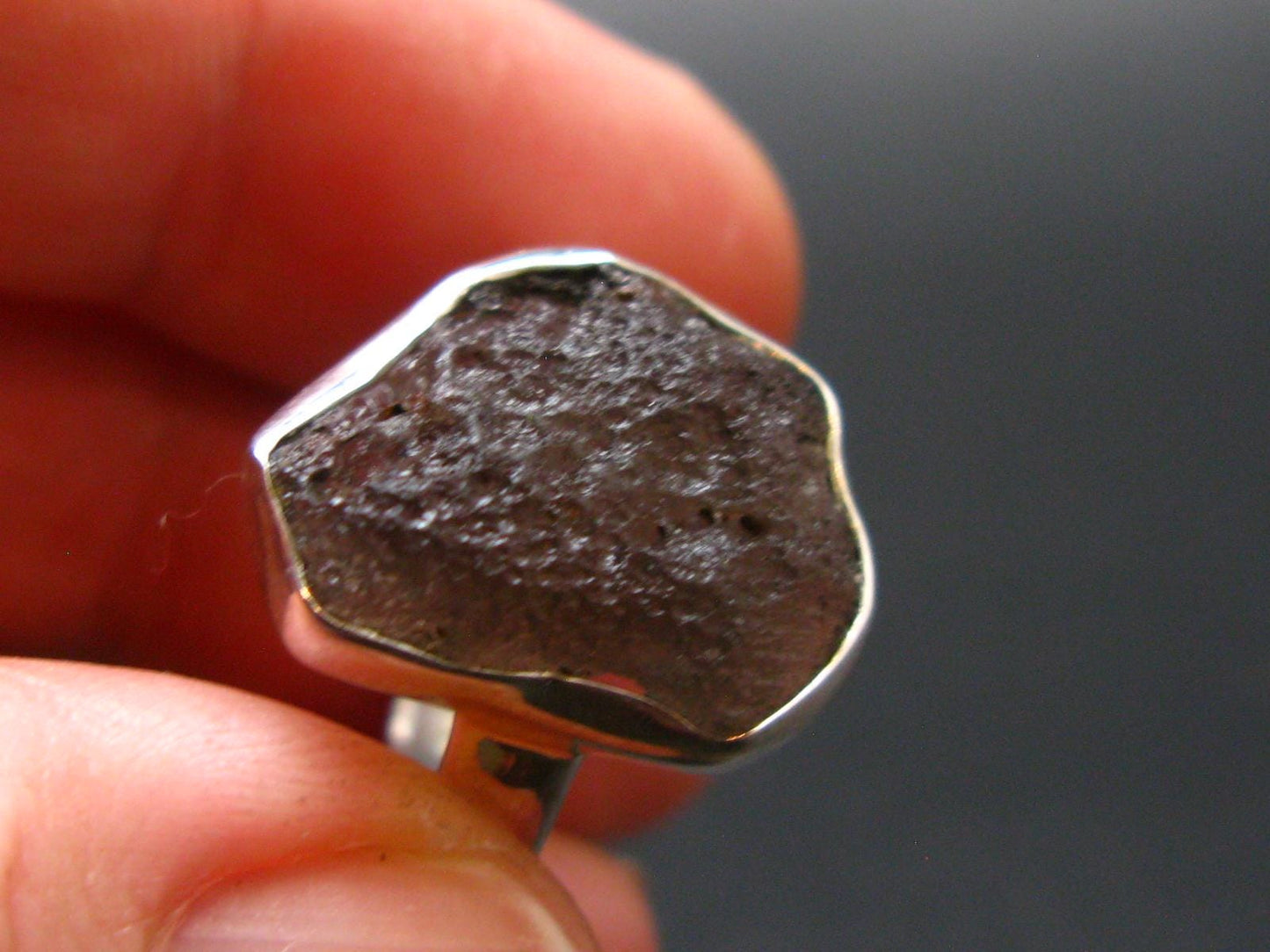 Rare Cintamani Pseudotektite Ring from Indonesia - 4.14 Grams, Size 8
