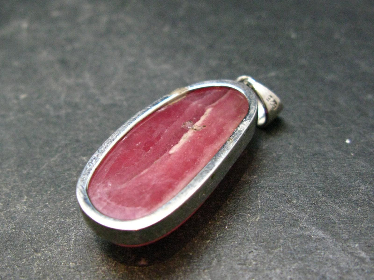 Rare Rhodochrosite Sterling Silver Pendant From Argentina - 1.5" - 8.78 Grams