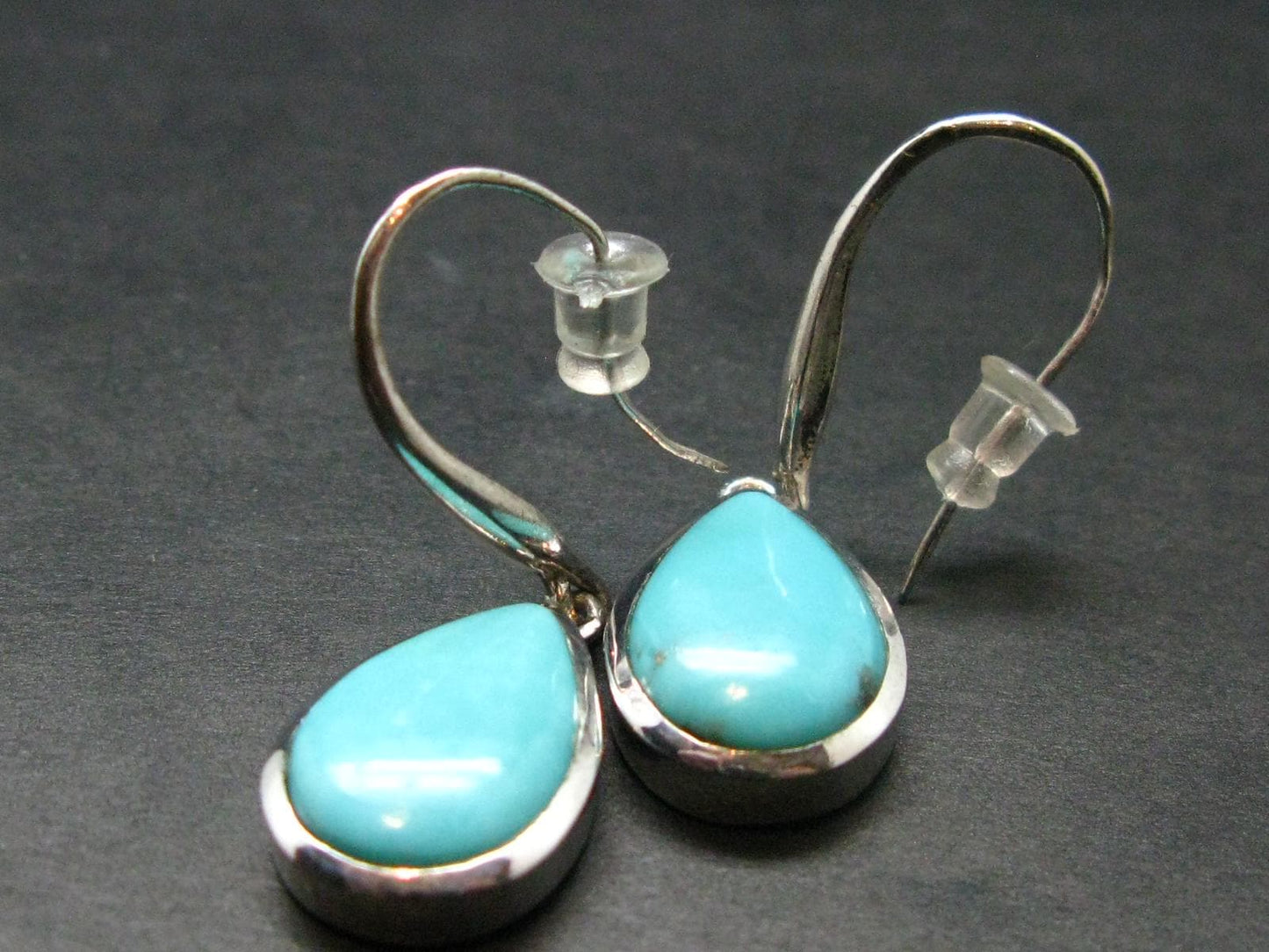 Nice Raw Natural Turquoise Sterling Silver Earrings from Mexico - 6.10 Grams