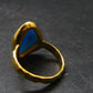 Genuine Turquoise Sterling Silver Gold Plated Ring Adjustable Size7.5 - 5.11 Grams