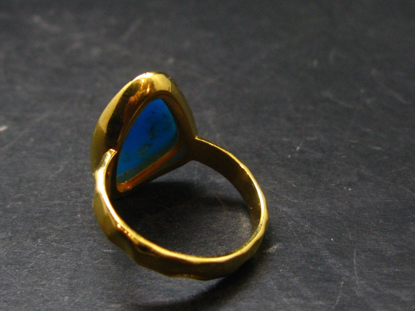 Genuine Turquoise Sterling Silver Gold Plated Ring Adjustable Size7.5 - 5.11 Grams