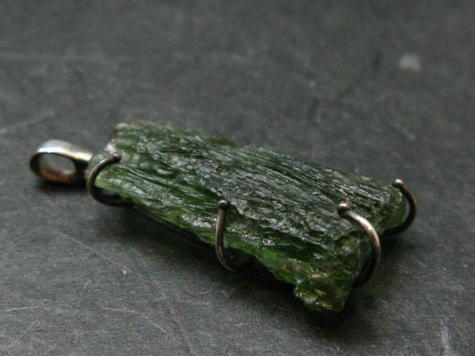 Moldavite Tektite Silver Pendant from Czech Republic - 1.6" - 5.68 Grams