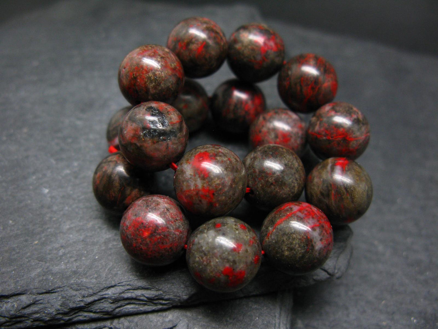 Cinnabar Genuine Bracelet ~ 7 Inches ~ 12mm Round Beads