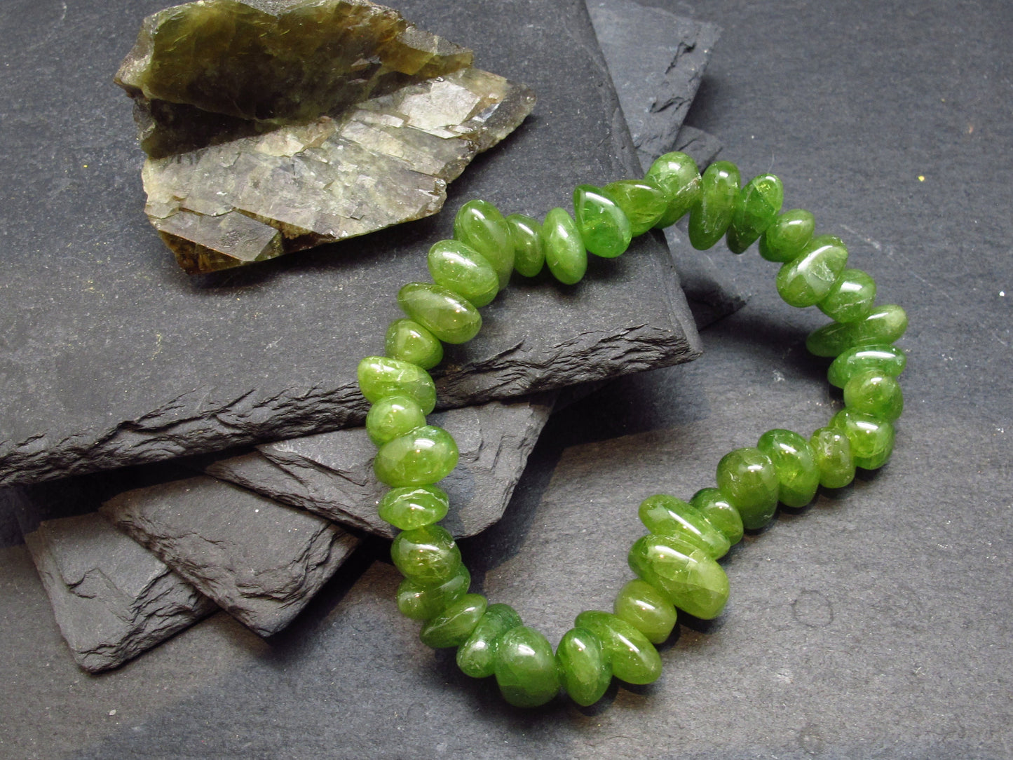 Titanite Sphene Genuine Bracelet ~ 7 Inches ~ 10mm Tumbled Beads