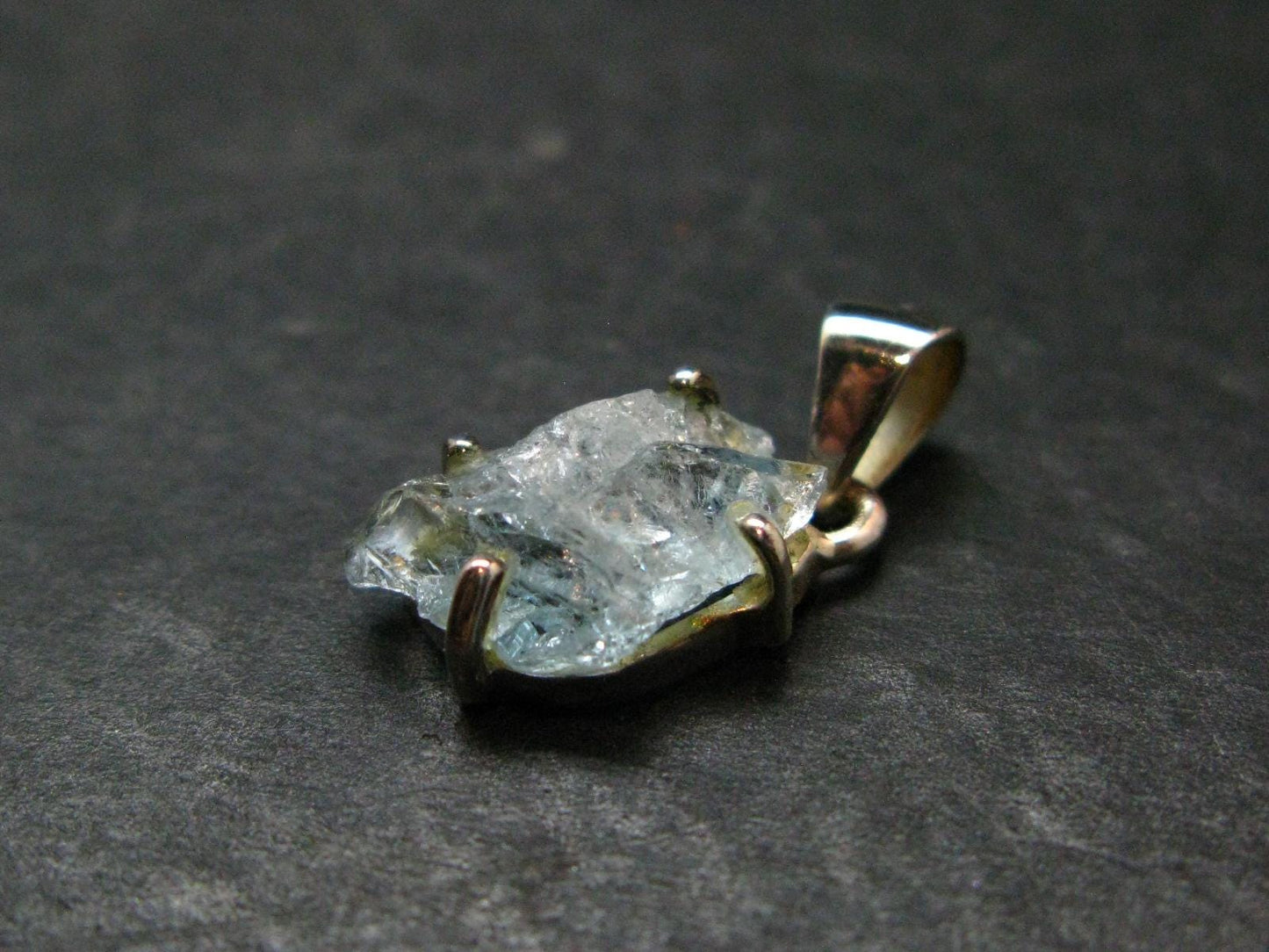 Fantastic Gemmy Aquamarine Crystal Silver Pendant From Brazil - 0.9" - 1.55 Grams