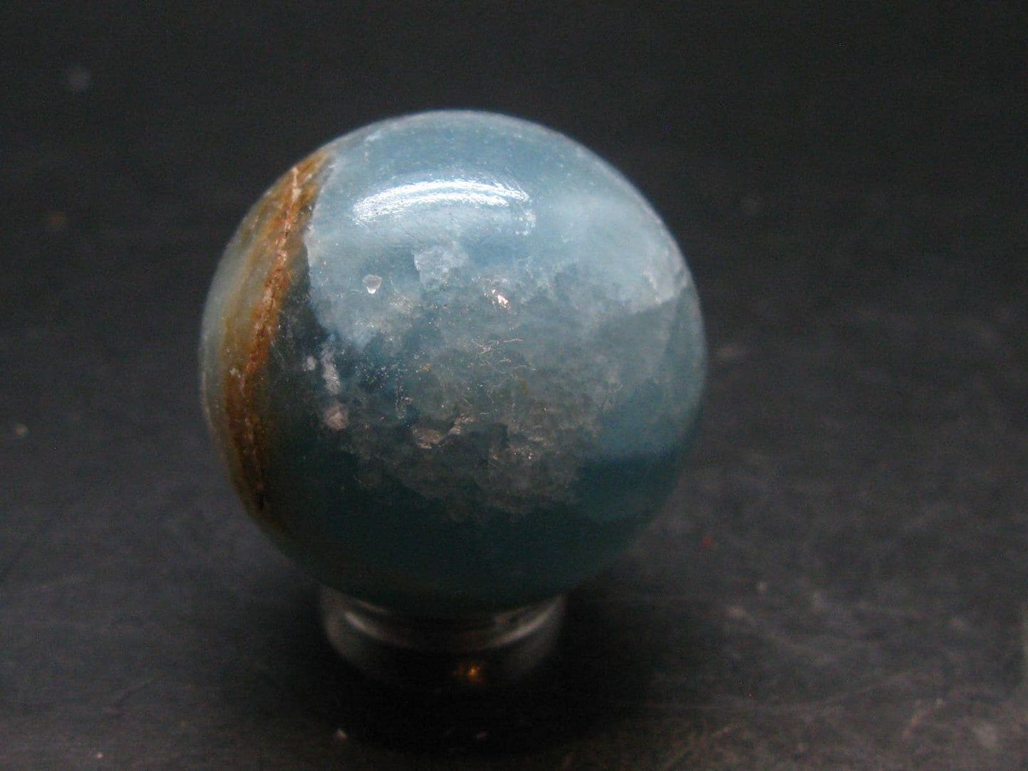 Stunning Lemurian Aquatine Blue Calcite Ball Sphere From Argentina - 1.1" - 38.07 Grams
