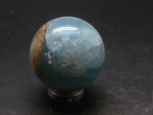 Stunning Lemurian Aquatine Blue Calcite Ball Sphere From Argentina - 1.1" - 38.07 Grams