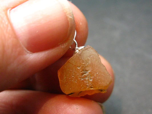 Raw Fire Opal Sterling Silver Pendant From Mexico - 1.0" - 0.91 Grams
