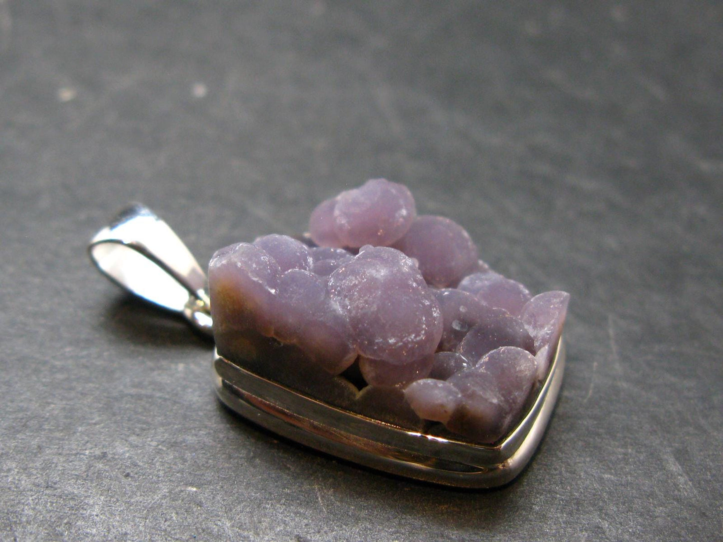 Purple Grape Agate Cluster Silver Pendant From Indonesia - 1.4" - 9.25 Grams