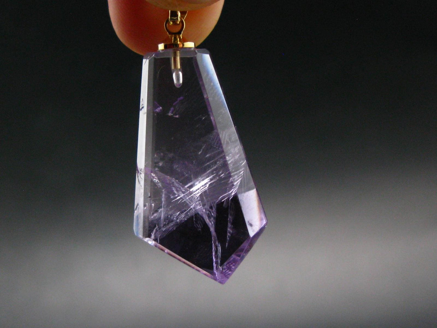 Amethyst Sterling Silver Gold Plated Pendant From Brazil - 1.5" - 7.16 Grams